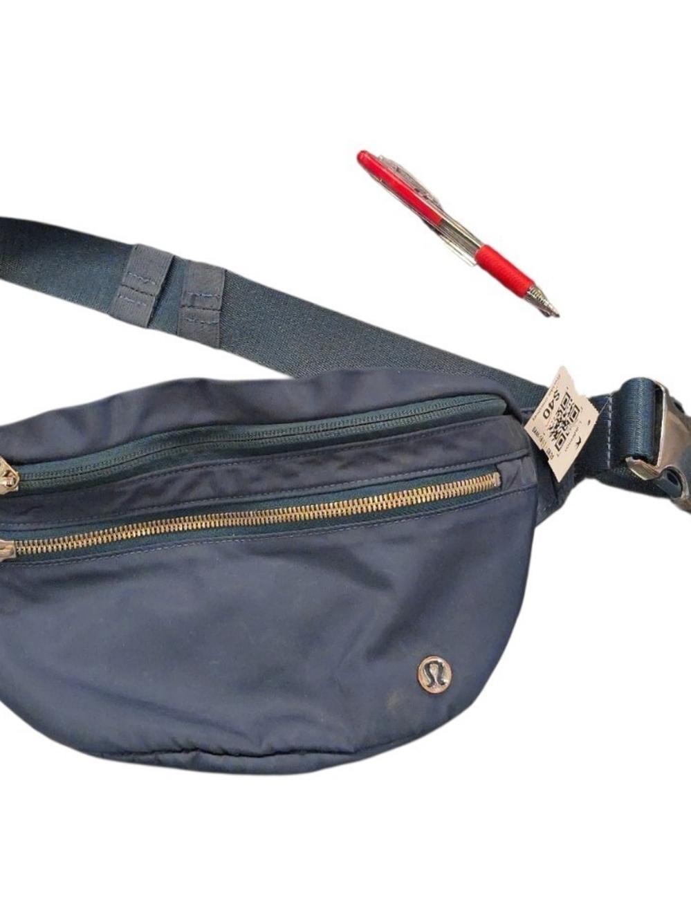 lululemon athletica Navy Waist Pack with Gold Zipper
